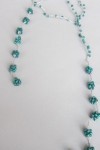 Lariat necklace with blue wood beads