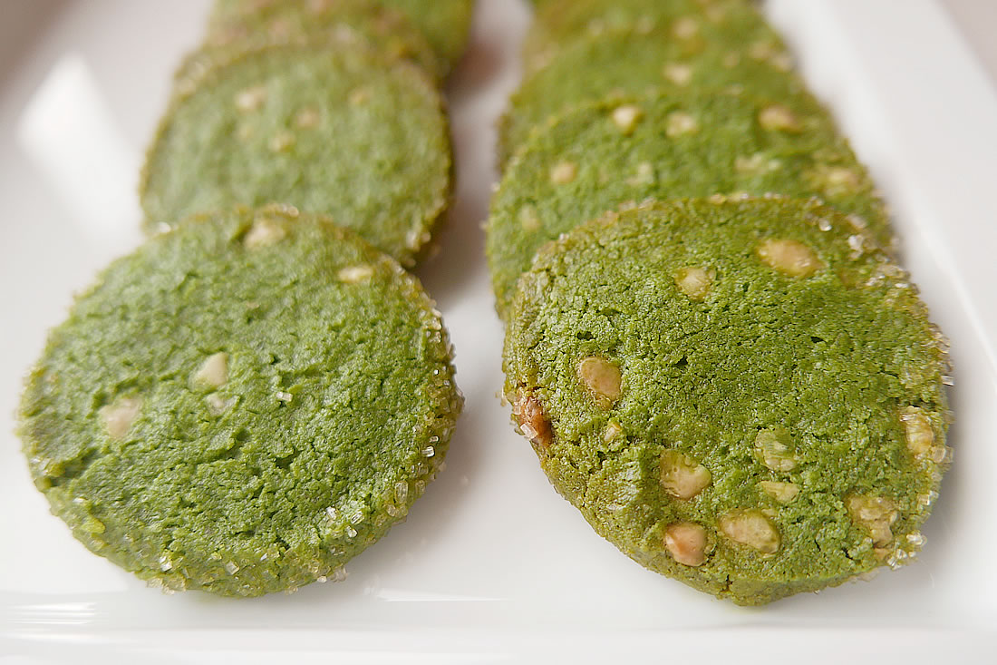 Green tea cookies with white chip chocolate
