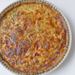 sesame quiche crust with beef and leek filling