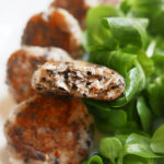 Chicken balls with black sesames