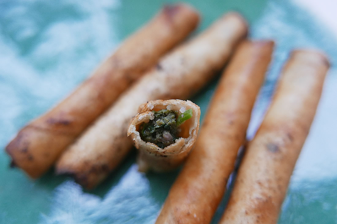 Meat stick spring rolls