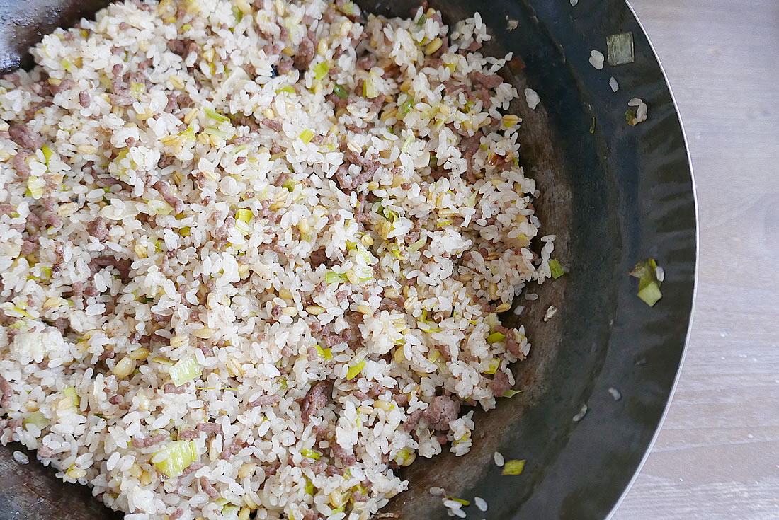 Ground beef garlic fried Rice